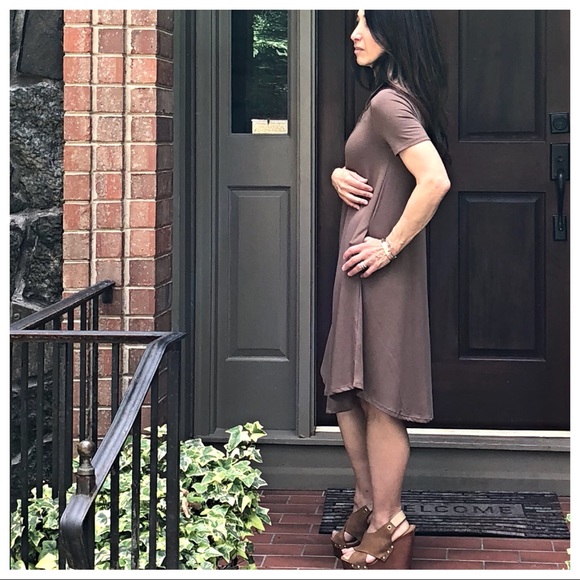 Mocha Triple lattice side pocket swing dress - Picture 7 of 8